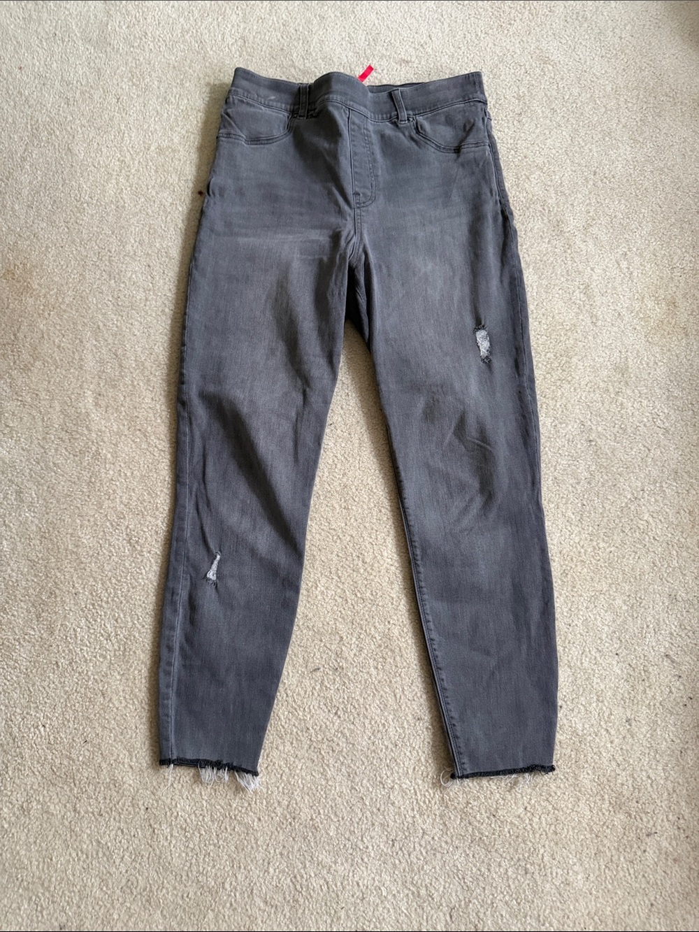 SPANX Women’s Skinny High-Rise Gray Distressed Jeans